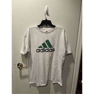 Adidas Green Logo Mens  White T-Shirt Size L